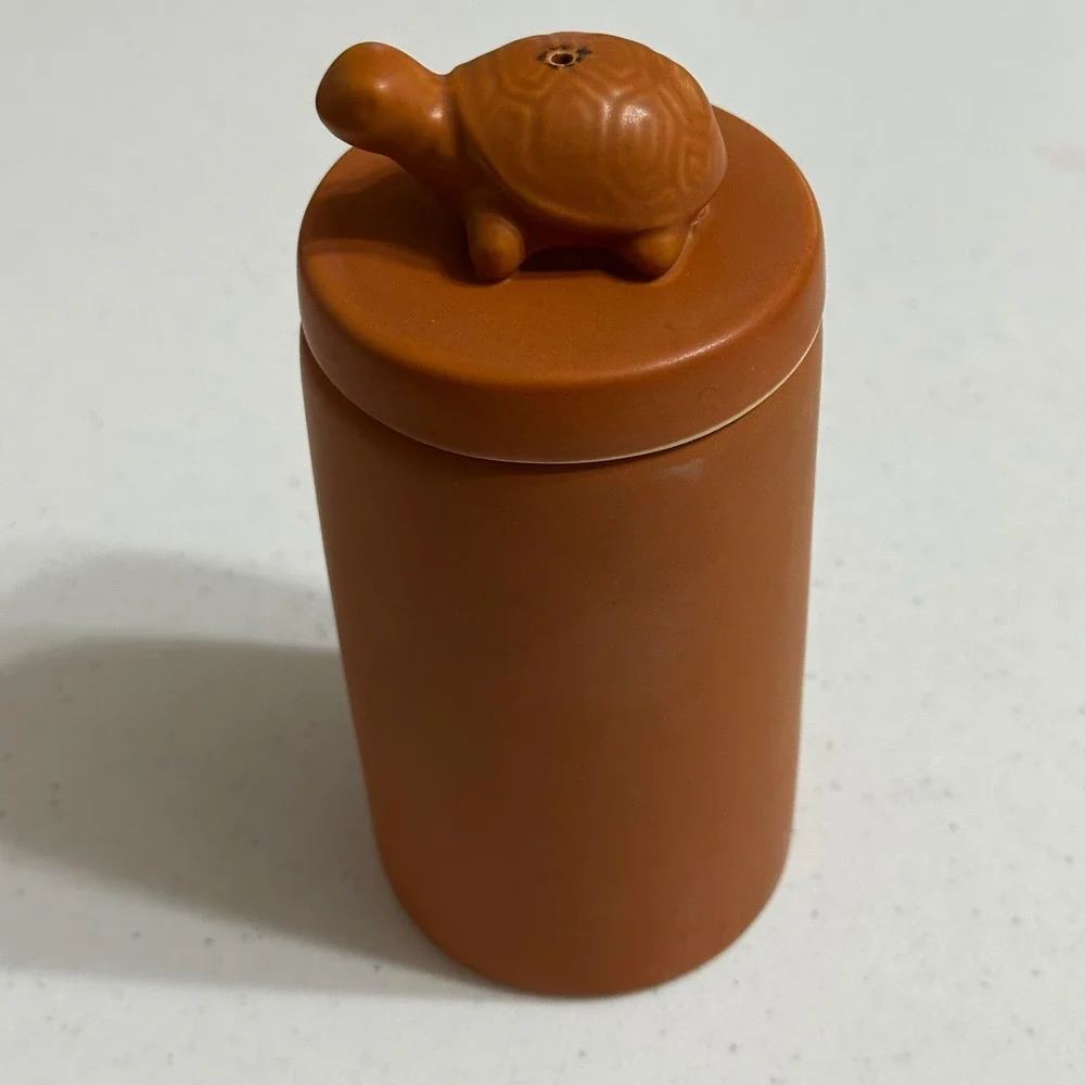 Terracotta Ceramic Turtle Lid Incense‎ Canister Jar Red Clay Earthy Matte Finish